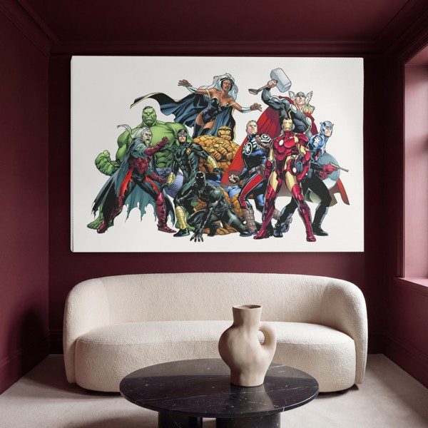 Marvel Avengers Superhjältar Canvastavla för Barnrum - på väggen i ett rum