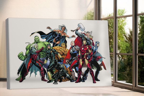 Marvel Avengers Superhjältar Canvastavla för Barnrum - på väggen i ett rum