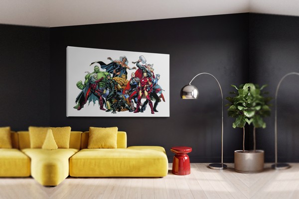 Marvel Avengers Superhjältar Canvastavla för Barnrum - på väggen i ett rum