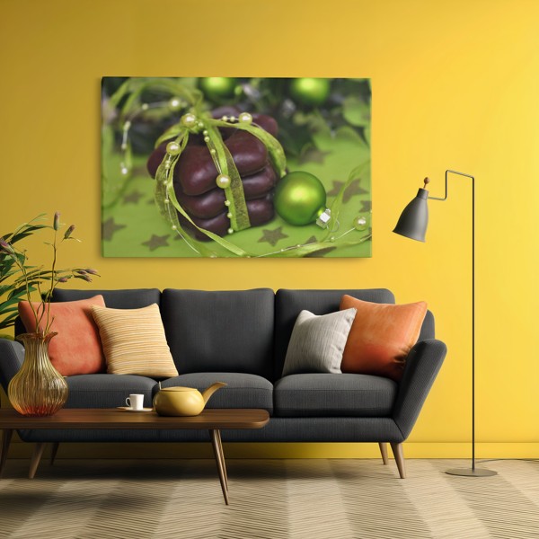 Kalėdinis pyragas su raudonu kaspinu - canvas spausdinys - ant sienos interjere