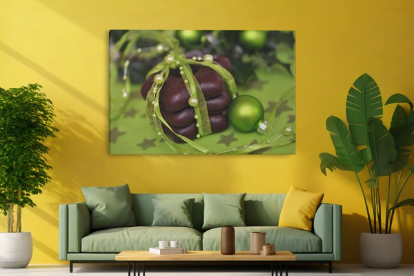 Kalėdinis pyragas su raudonu kaspinu - canvas spausdinys - ant sienos interjere