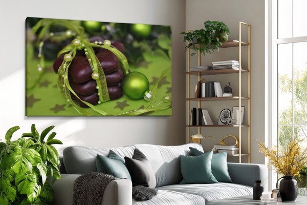 Kalėdinis pyragas su raudonu kaspinu - canvas spausdinys - ant sienos interjere