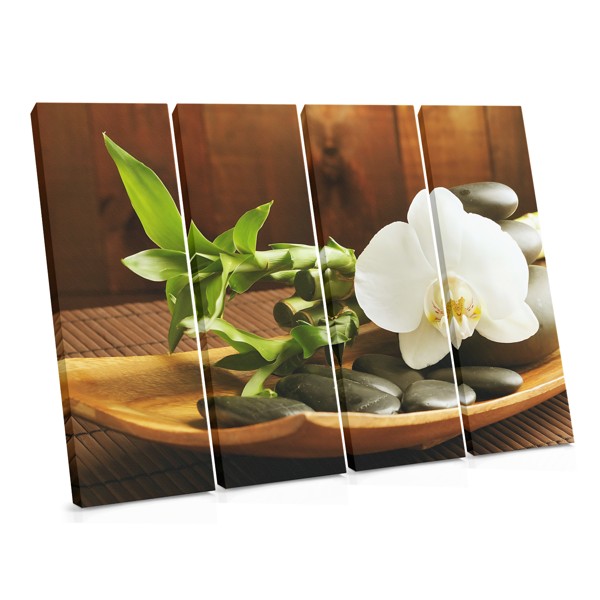 Impressão em Tela Orquídea Roxa com Pedras Zen