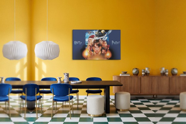 Young Wizard in Round Glasses Canvas Print - on the wall in a room interior