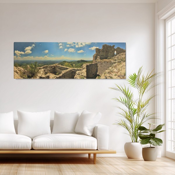 Weathered Stone Archway Canvas Print - on the wall in a room interior