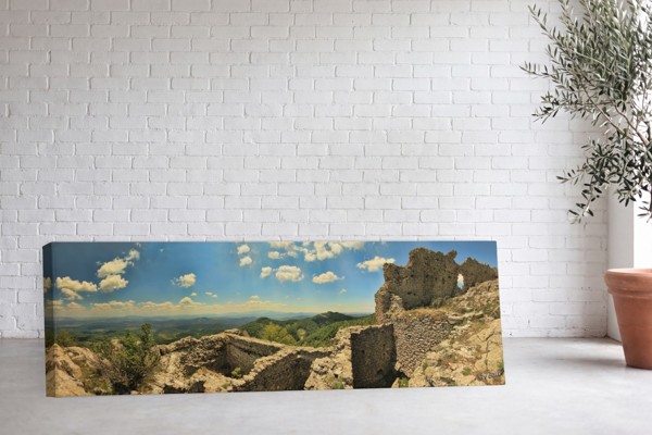 Weathered Stone Archway Canvas Print - on the wall in a room interior