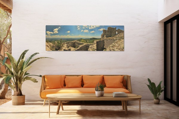 Weathered Stone Archway Canvas Print - on the wall in a room interior