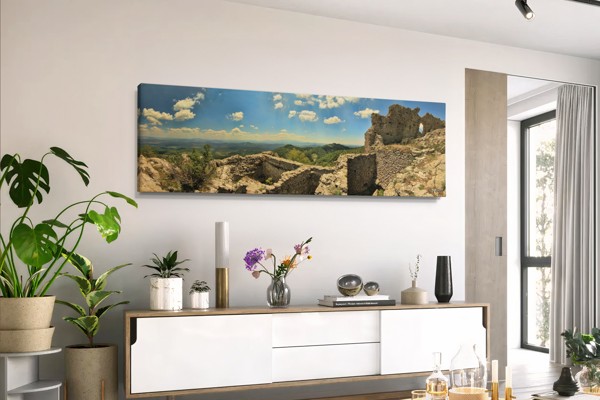 Weathered Stone Archway Canvas Print - on the wall in a room interior