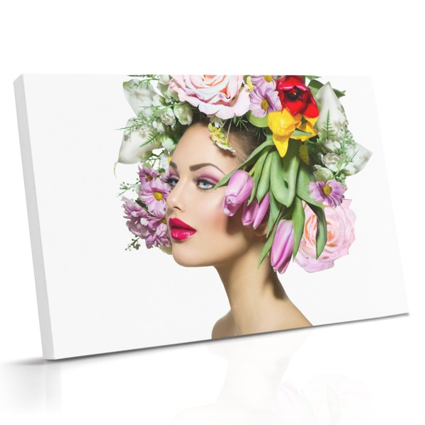 Blomsterflicka porträtt canvas tryck