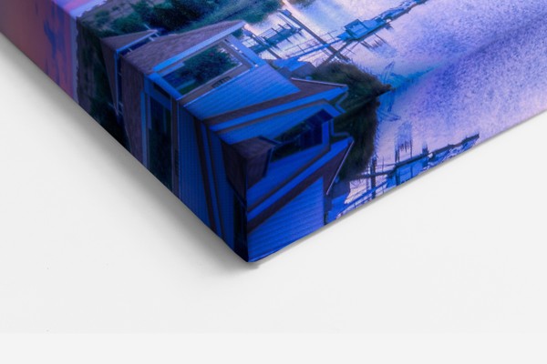 Zonsondergang Over Rivier Canvas Print - aan de muur in een interieur