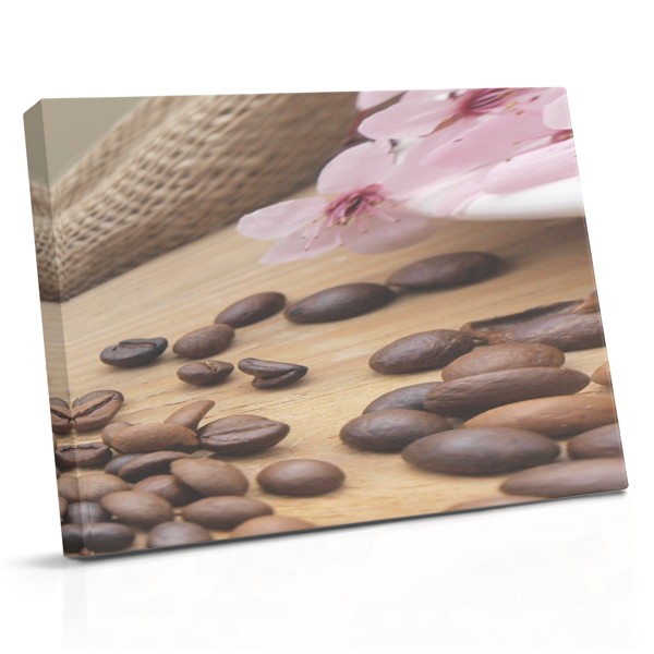 Toile Grains de Café et Fleurs