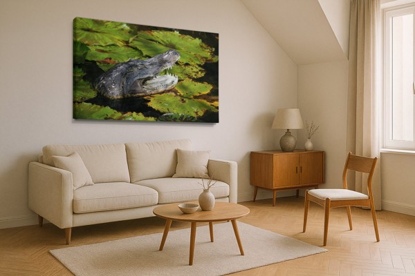 Impression sur Toile Crocodile Prédateur - au mur dans un intérieur