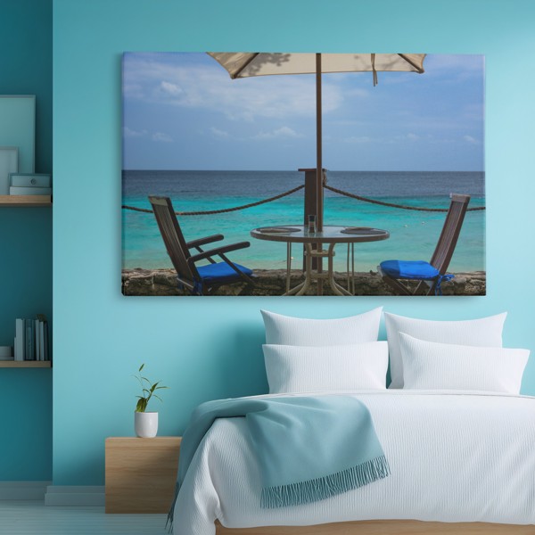 Déjeuner pour Deux Toile Terrasse Côtière - au mur dans un intérieur