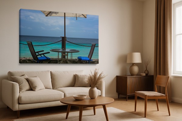Déjeuner pour Deux Toile Terrasse Côtière - au mur dans un intérieur
