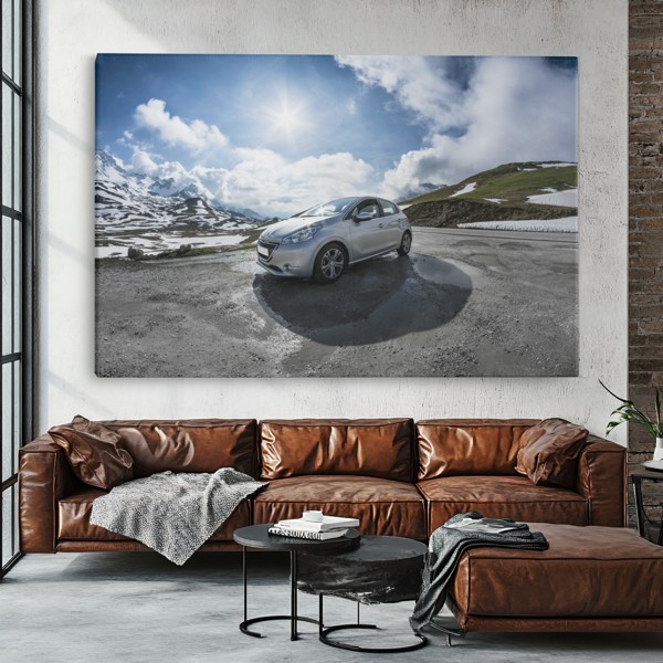 Steel Grace Vintage Car Canvas Print - on the wall in a room interior