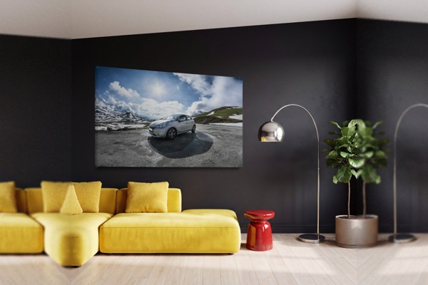 Steel Grace Vintage Car Canvas Print - on the wall in a room interior