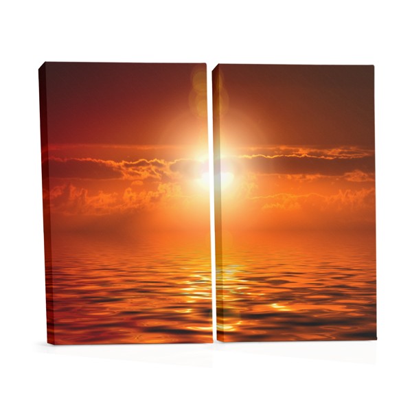 Red Sky Over Calm Sea Canvas Print