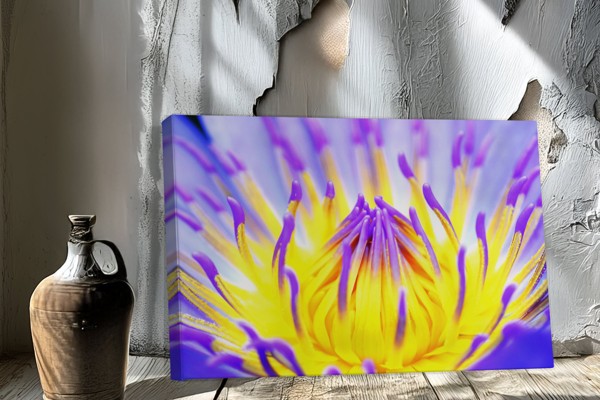 Tablou Canvas Frunză Colorată în Prim-Plan - pe perete într-un interior