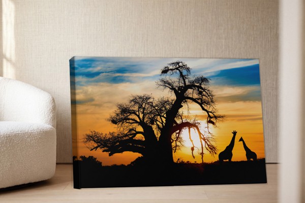 Impressão em Tela Pôr do Sol em Savannah - na parede num interior