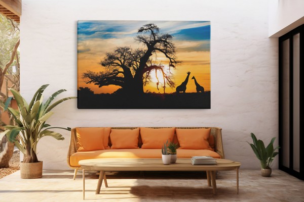 Impressão em Tela Pôr do Sol em Savannah - na parede num interior