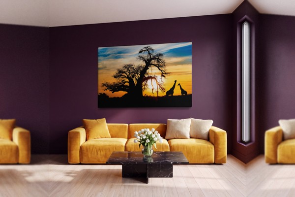 Impressão em Tela Pôr do Sol em Savannah - na parede num interior
