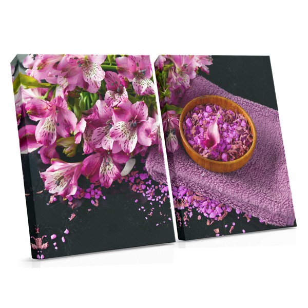 Lila gren med spa-stenar canvas-tryck