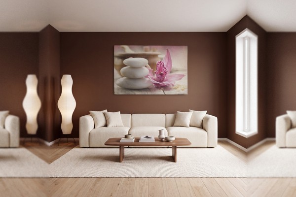 Violeta Orhideja Ziedošana Audekla Prints - uz sienas telpā