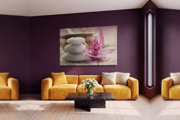 Violeta Orhideja Ziedošana Audekla Prints - uz sienas telpā