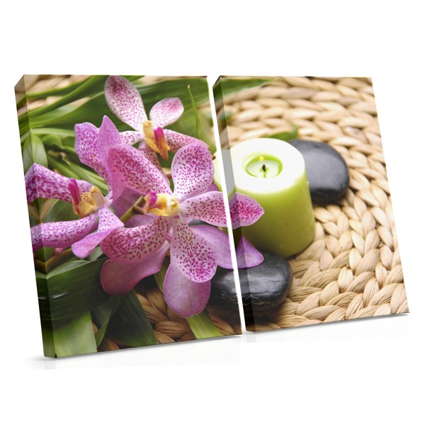 Plátno Orchidea a sviečka - Zátiší