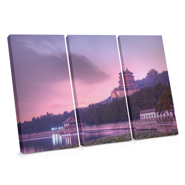 Blauer See Tempel Spiegelung Leinwanddruck