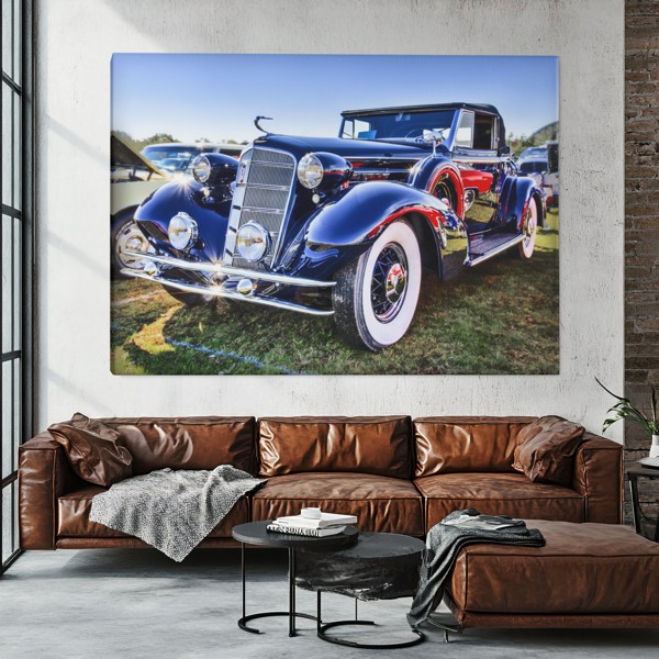 Vintage Auto Industry Lærredstryk - på væggen i et interiør