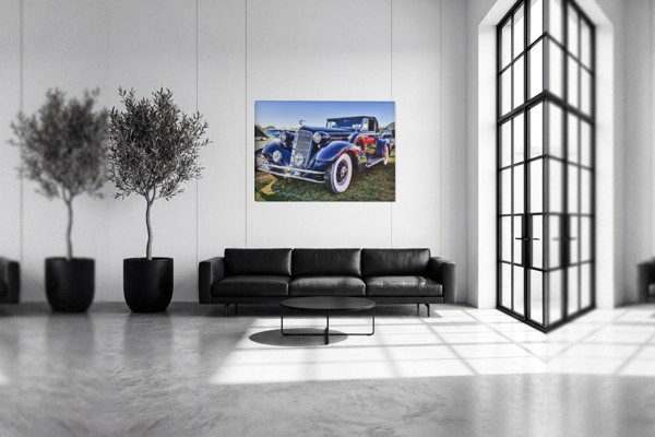 Vintage Auto Industry Lærredstryk - på væggen i et interiør