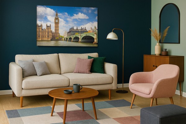 Westminsterski most i Big Ben platno - na zidu u interijeru