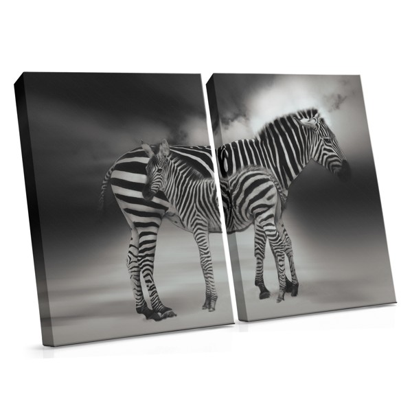 Zebraportræt i Mist Lærredstryk