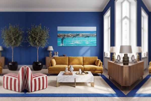 Dolphins in Motion Canvas Print - on the wall in a room interior