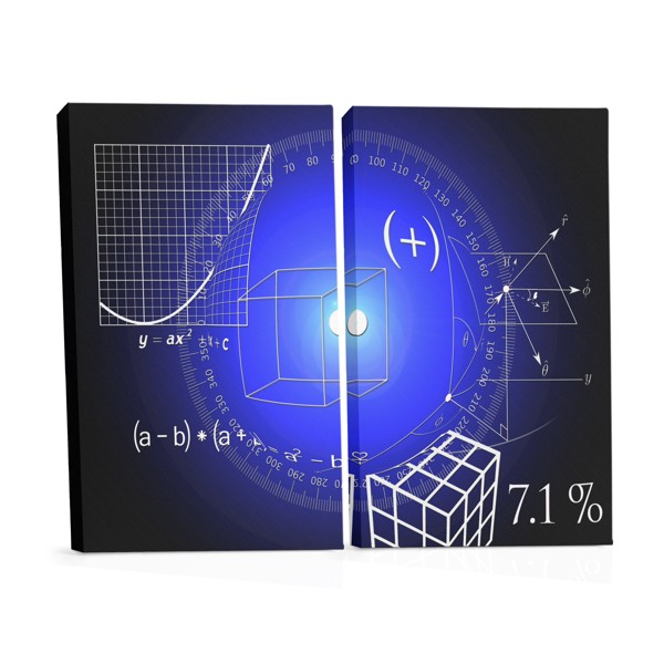 Abstraktní geometrická krychle na plátně
