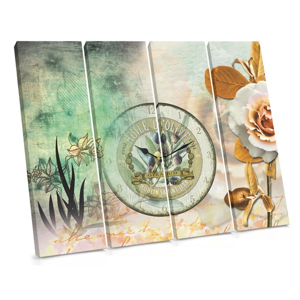 Vintage Botanische Collage mit Taschenuhr Leinwanddruck