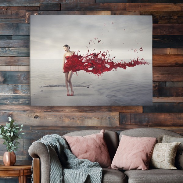 Collage di Moda con Calice di Vino su Tela - alla parete in un interno