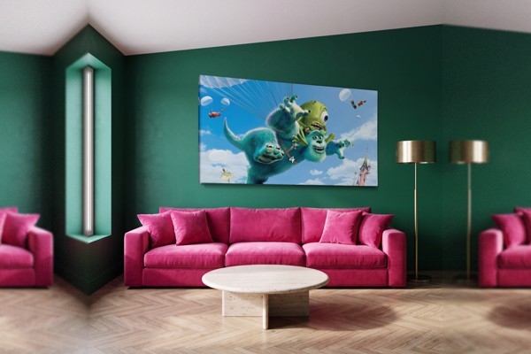 Impressão em Tela Personagens Monsters Inc. - na parede num interior