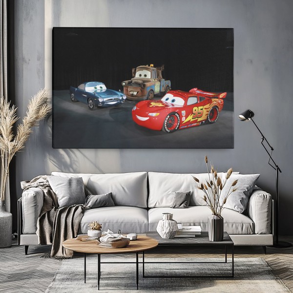 Blesk McQueen Červené Závodní Auto Plátno - na stěně v interiéru