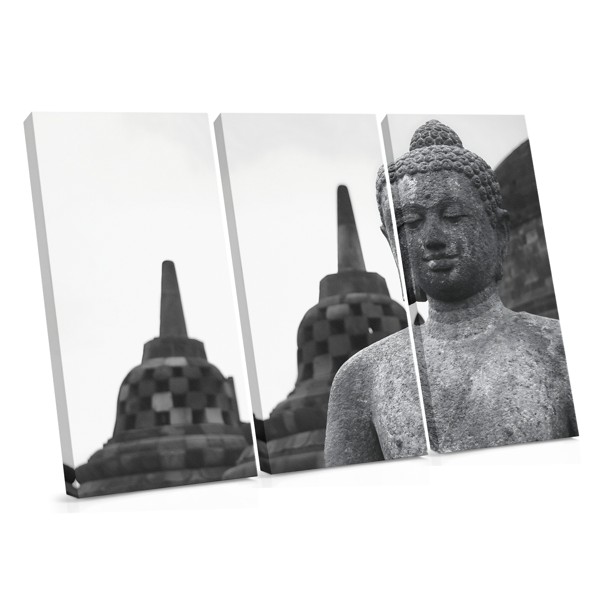 Statuie Buddha în Grădină de Templu pe Pânză