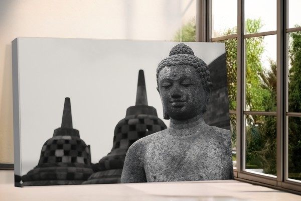 Buddha kuju templiaia aias kanvaspilt - seinal toas