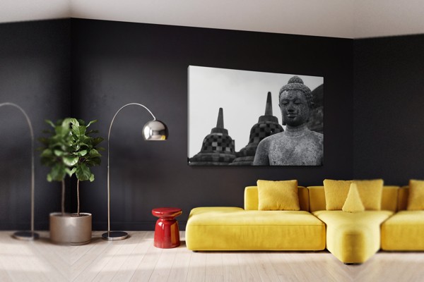 Buddha kuju templiaia aias kanvaspilt - seinal toas