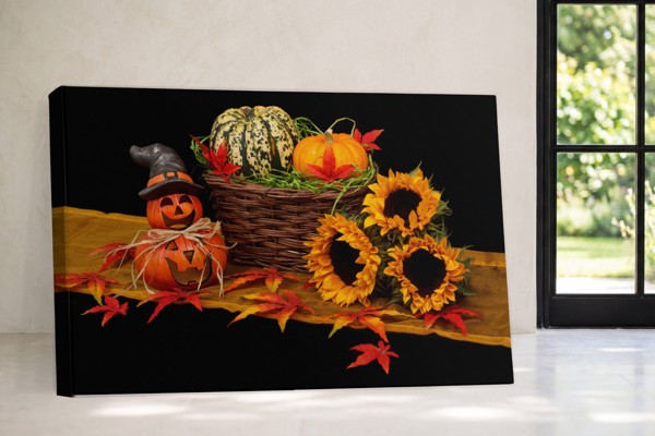 Toile Tournesol et Récolte d'Automne Nature Morte - au mur dans un intérieur