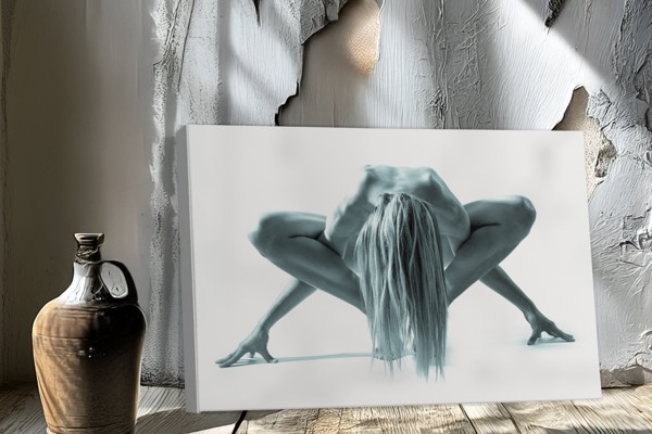 Toile Imprimée Silhouette Femme Art Corporel Papillon - au mur dans un intérieur
