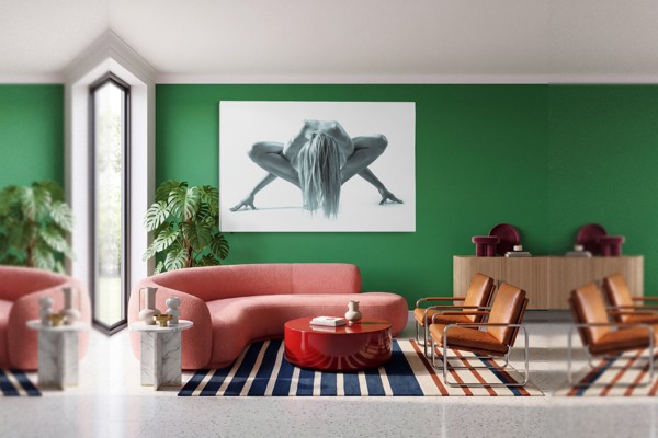 Toile Imprimée Silhouette Femme Art Corporel Papillon - au mur dans un intérieur