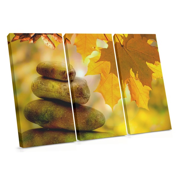 Autumn Tree and Stacked Stones Canvas Print