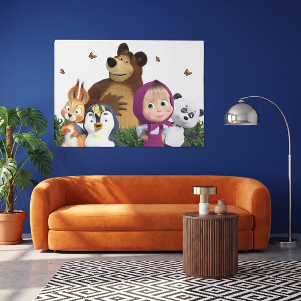 Lienzo Masha y el Oso - en la pared de un interior
