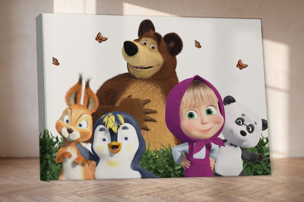Lienzo Masha y el Oso - en la pared de un interior