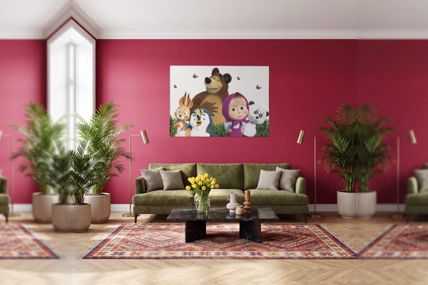 Lienzo Masha y el Oso - en la pared de un interior